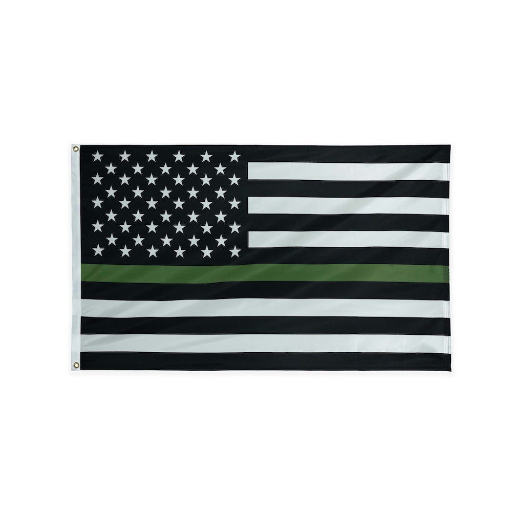 Nylon Thin Green Line American Flag with grommets