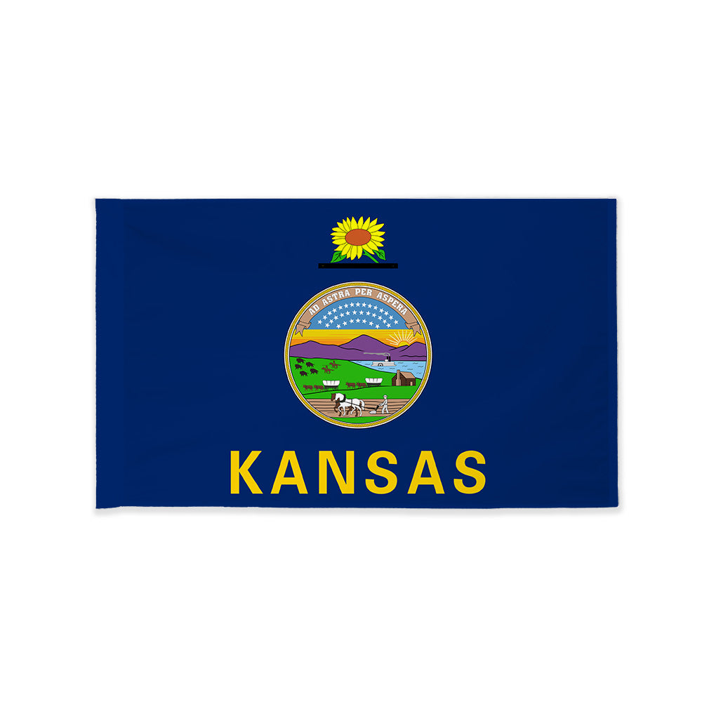 Kansas state flag with pole sleeve