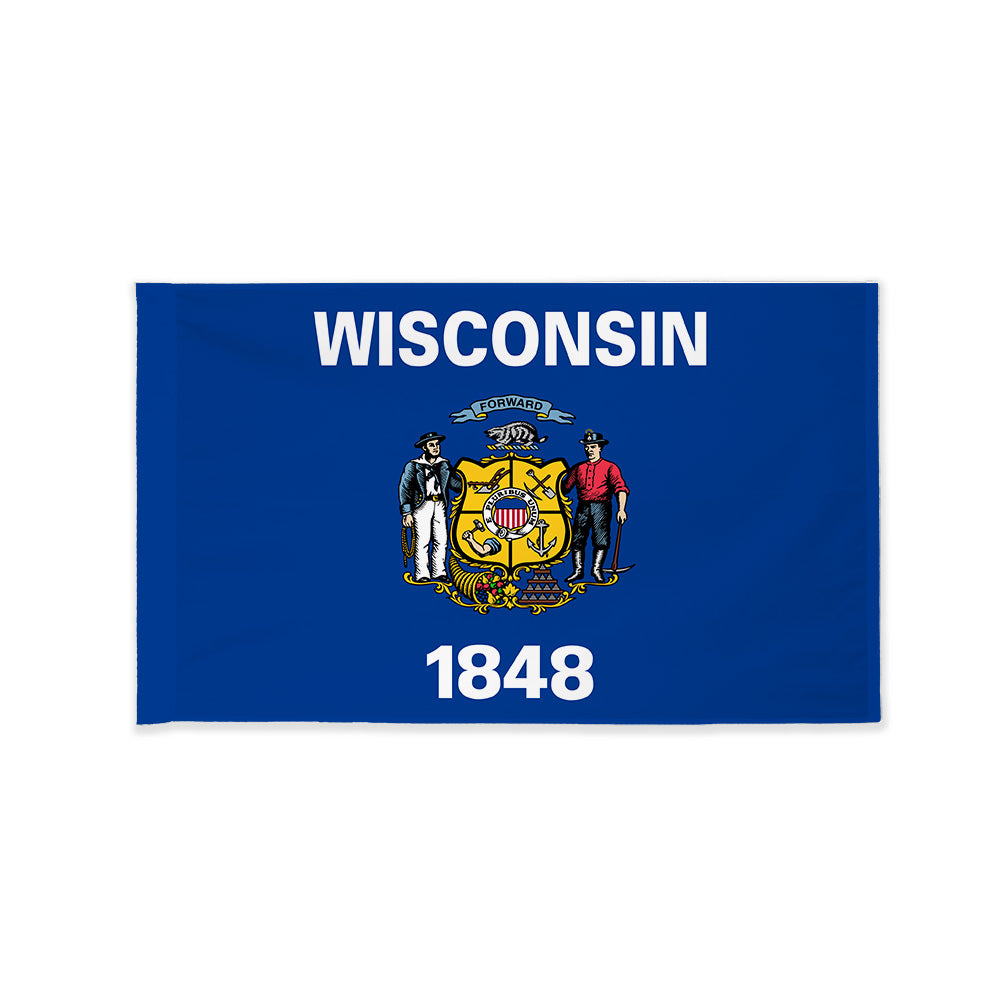 Wisconsin state flag with pole sleeve