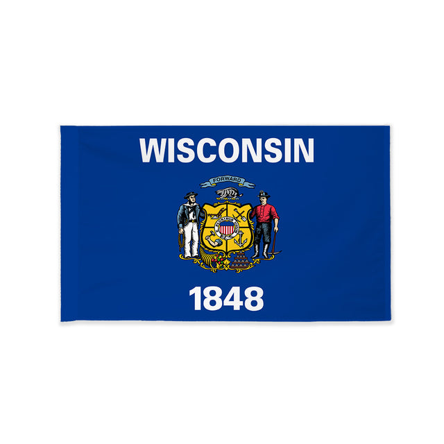 Wisconsin state flag with pole sleeve