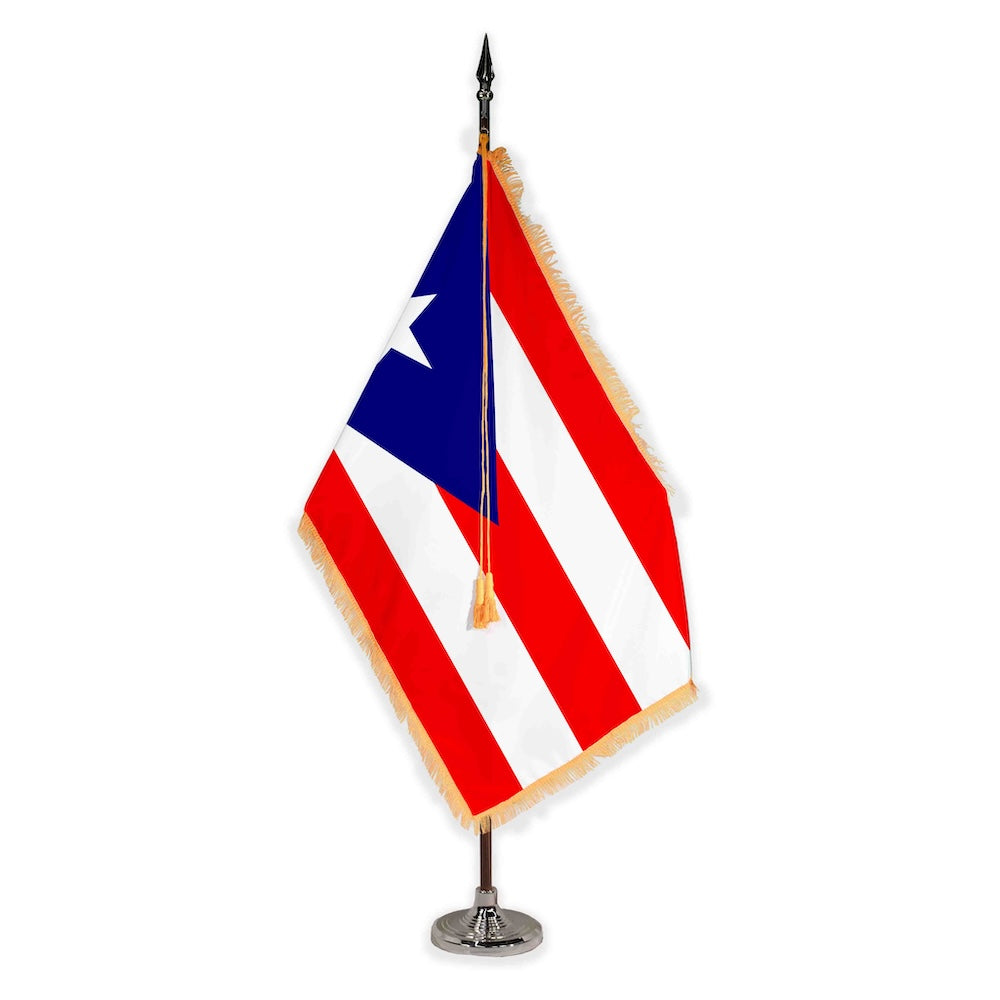 Puerto Rico oak pole plastic stand indoor flagset