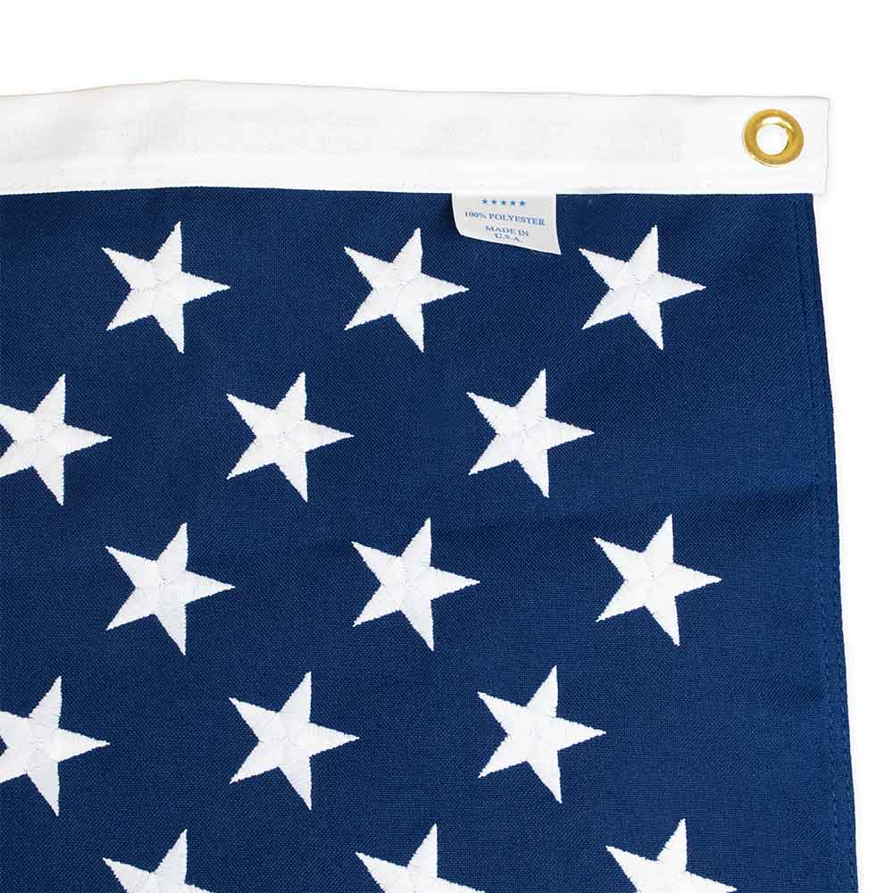 Standard Polyester American flag heading and grommets