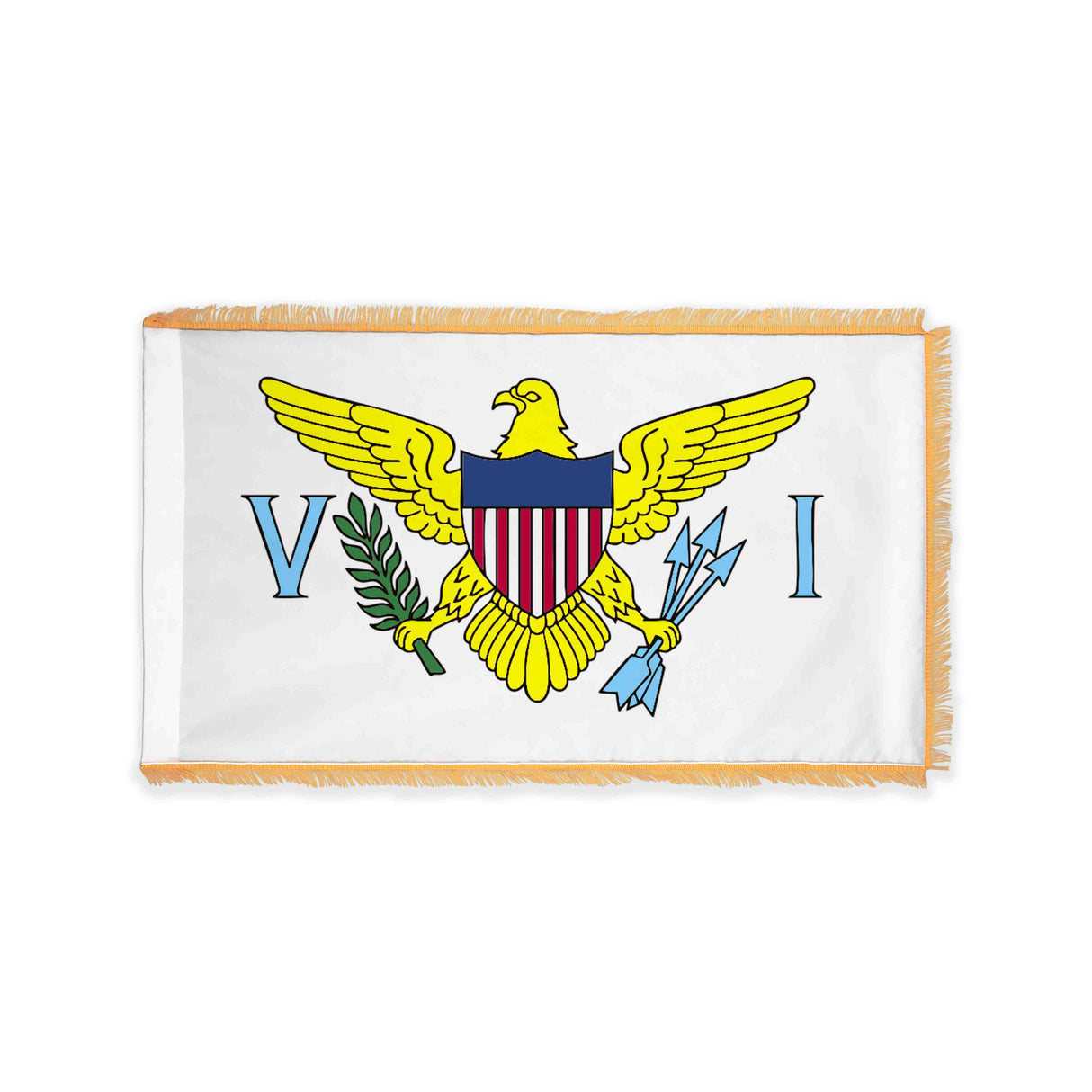 US Virgin Islands flag with pole sleeve and fringe