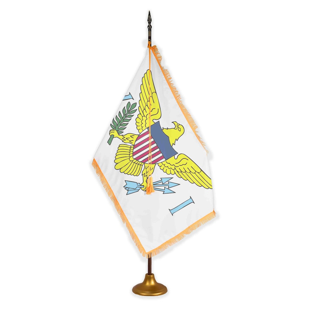 US Virgin Islands oak pole metal stand indoor flagset