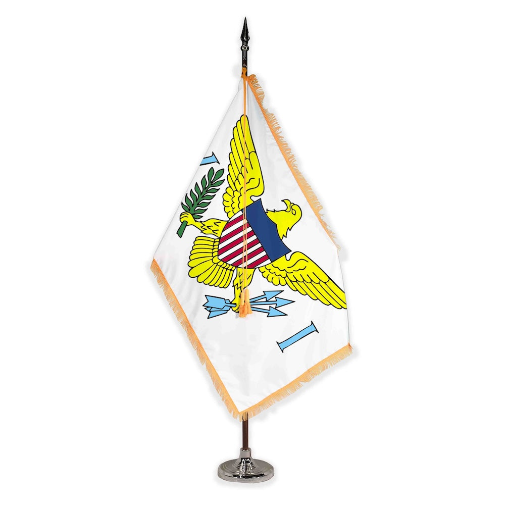 US Virgin Islands oak pole plastic stand indoor flagset