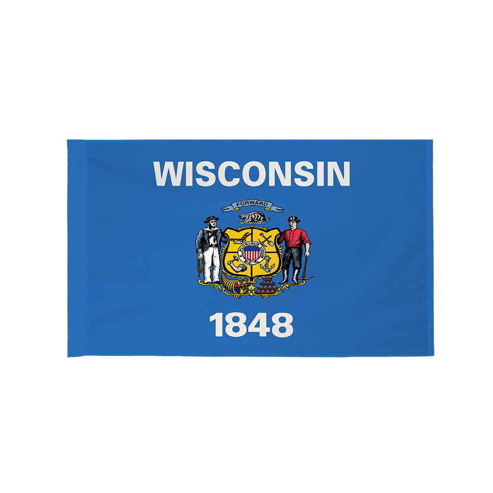 Wisconsin state flag with pole sleeve