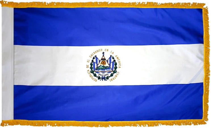 El Salvador Flag with Fringe - For Indoor Use