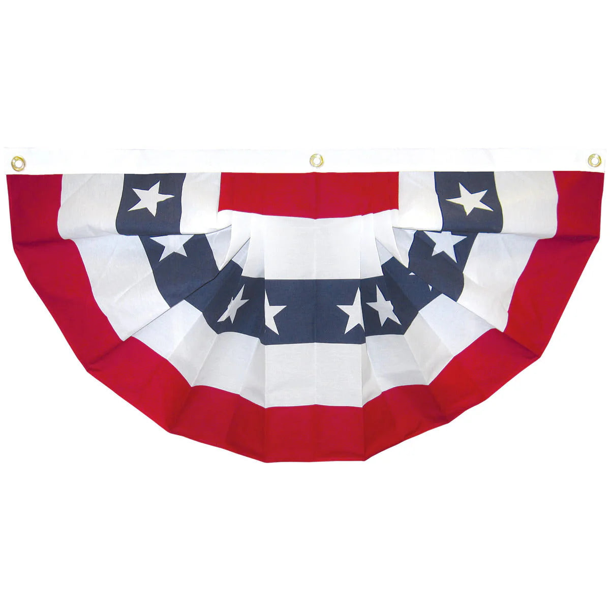 Full Fan - Red/White/Blue with Stars - Poly-Cotton - 18"x36"