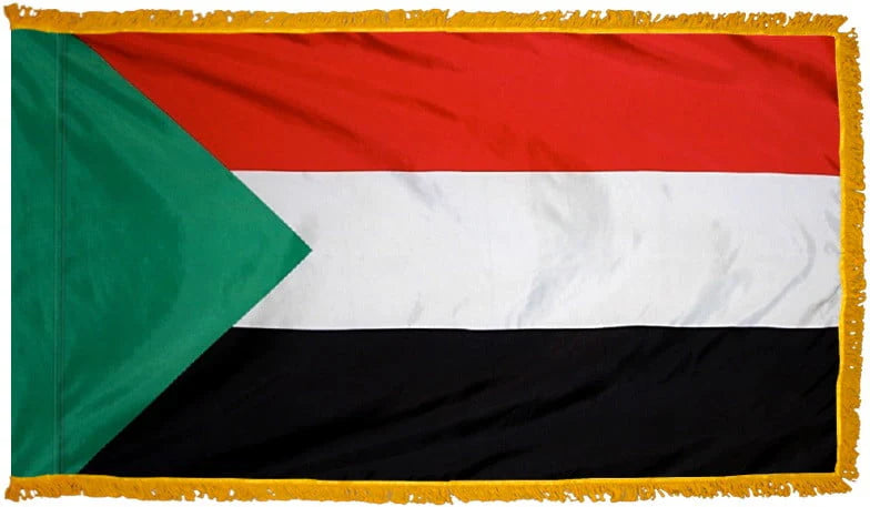 Sudan Flag with Fringe - For Indoor Use
