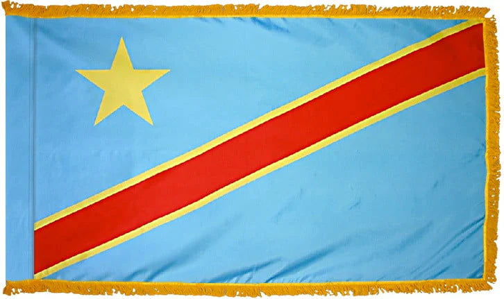 Dem. Rep. of Congo Flag with Fringe - For Indoor Use