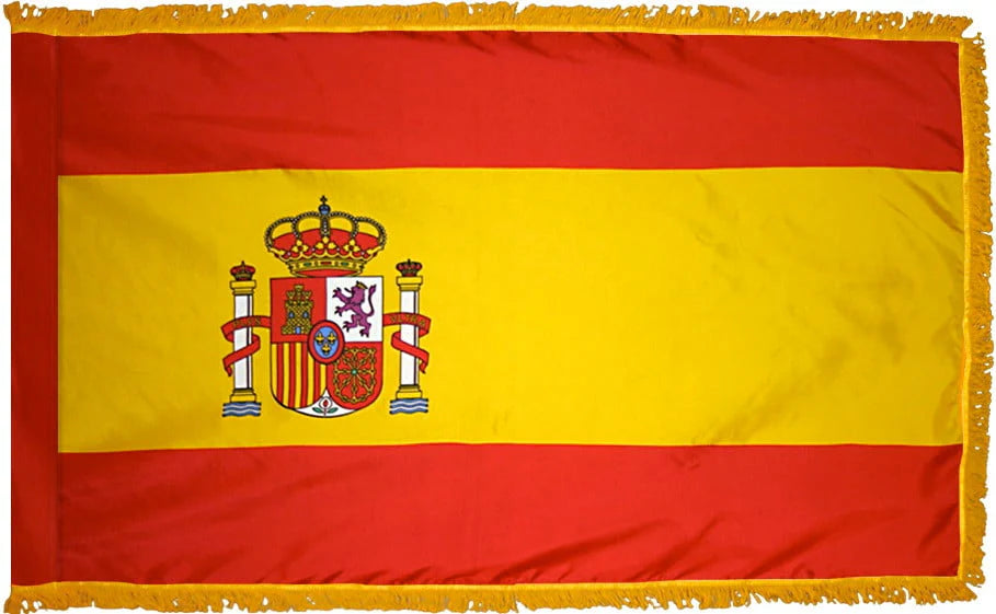 Spain Flag with Fringe - For Indoor Use