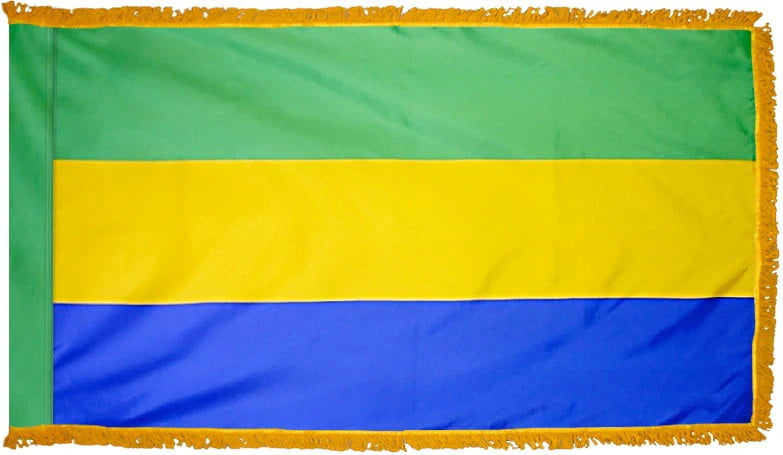 Gabon Flag with Fringe - For Indoor Use