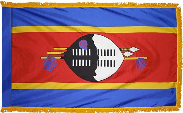 Swaziland Flag with Fringe - For Indoor Use
