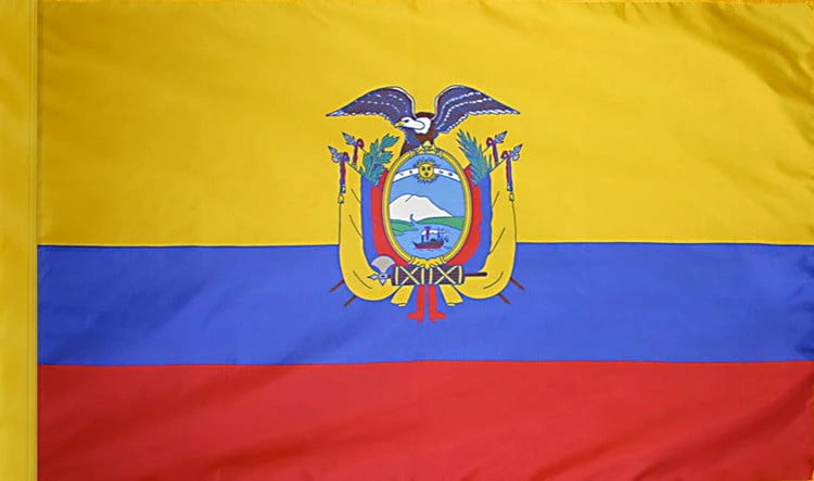 Ecuador Flag with Pole Sleeve - For Indoor Use