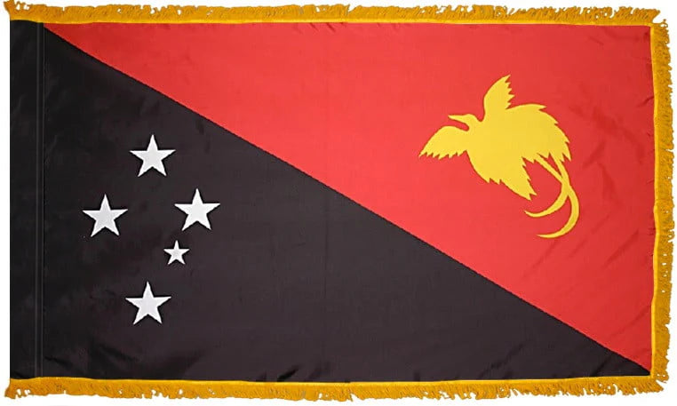 Papua New Guinea Flag with Fringe - For Indoor Use