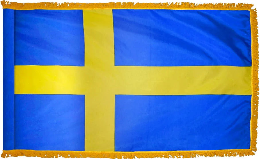 Sweden Flag with Fringe - For Indoor Use