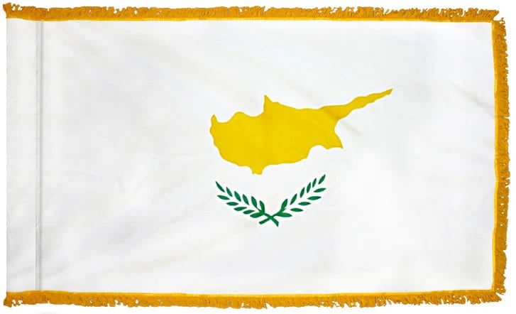 Cyprus Flag with Fringe - For Indoor Use