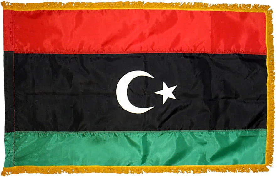 Libya Flag with Fringe - For Indoor Use