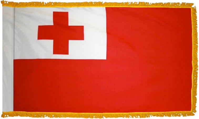 Tonga Flag with Fringe - For Indoor Use