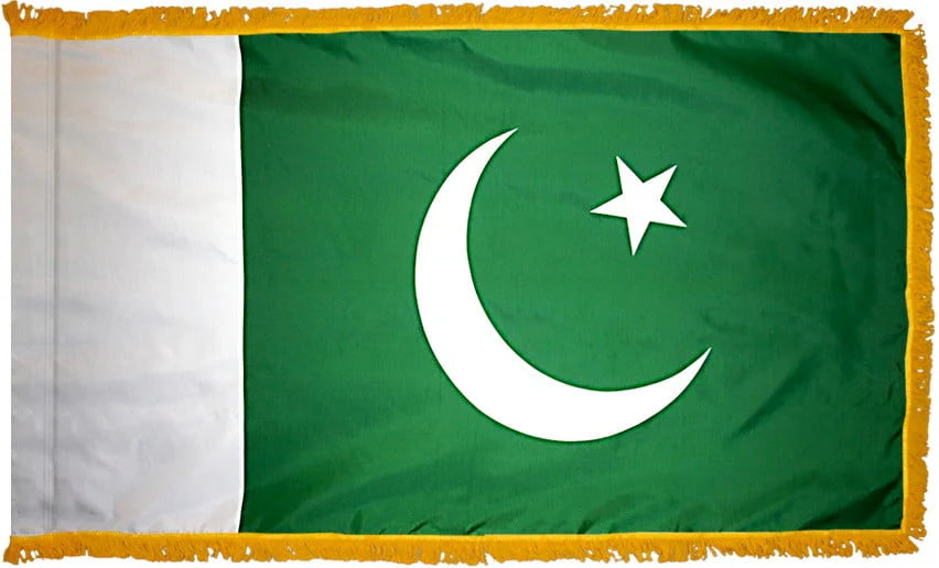 Pakistan Flag with Fringe - For Indoor Use
