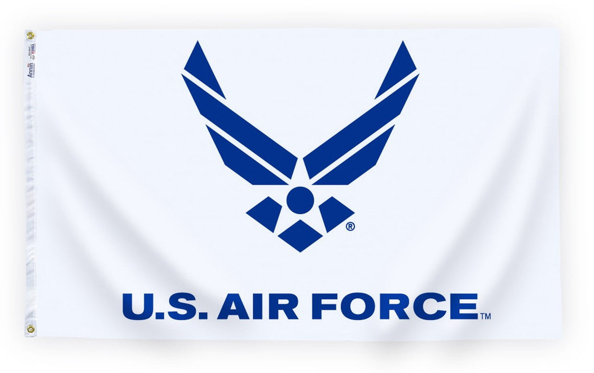 Air Force Wings Flags with White Background (Heading and Grommet Style)
