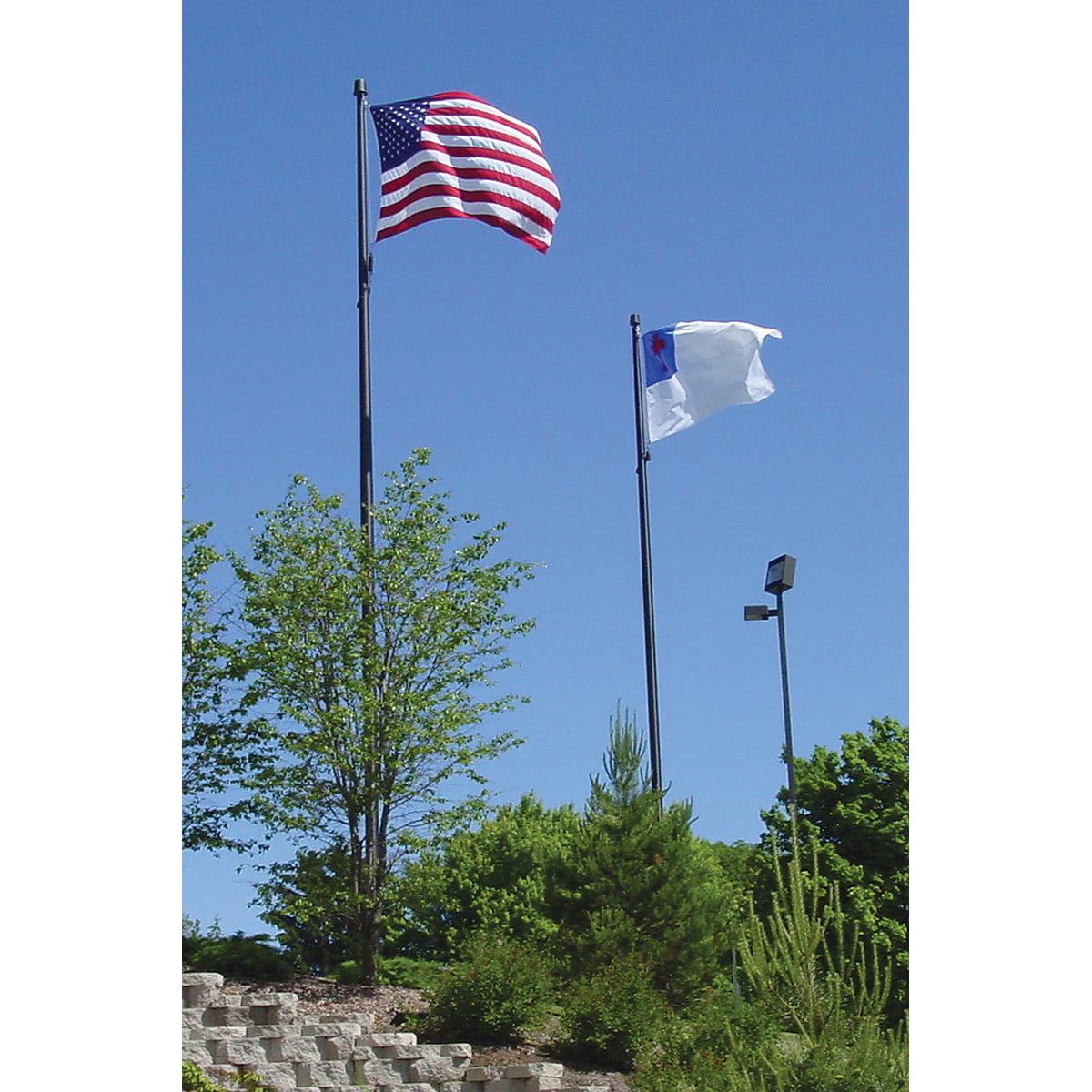 Two Vanguard Flagpoles in Black - 30' / 25' Configuration