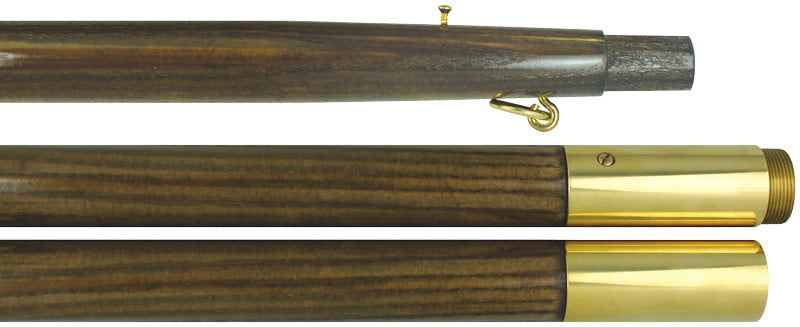 Is there brass at the foot of the pole or is it just wood?  Will need to trim about 3" off pole for eagle to fit