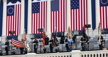 Joint Armed Forces Color Guard displaying the United States flag and military service flags at the U.S. Capitol