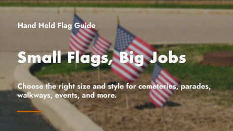 Hand held flags guide with image of Hand Held American Flags in background