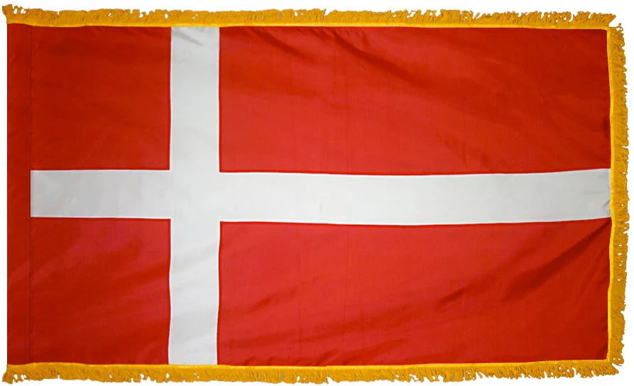 Denmark Flag with Fringe - For Indoor Use