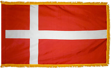 Denmark Flag with Fringe - For Indoor Use