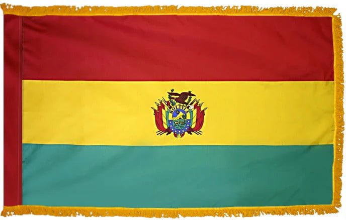 Bolivia Flag with Fringe - For Indoor Use