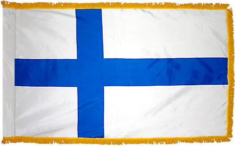 Finland Flag with Fringe - For Indoor Use
