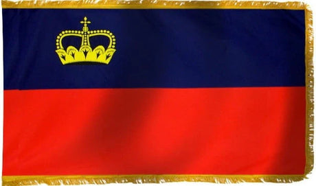 Liechtenstein Flag with Fringe - For Indoor Use
