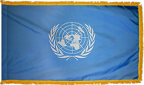 United Nations Flag with Fringe - For Indoor Use