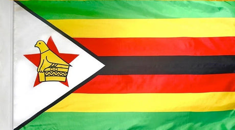 Zimbabwe Flag with Pole Sleeve - For Indoor Use