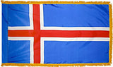 Iceland Flag with Fringe - For Indoor Use