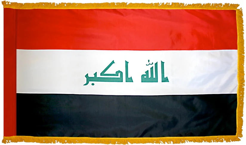 Iraq Flag with Fringe - For Indoor Use