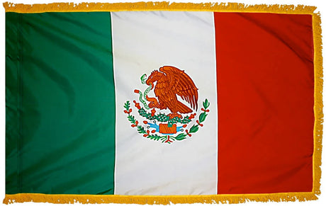 Mexico Flag with Fringe - For Indoor Use