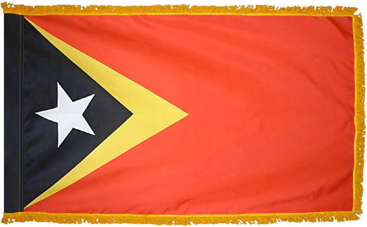 East Timor Flag with Fringe - For Indoor Use