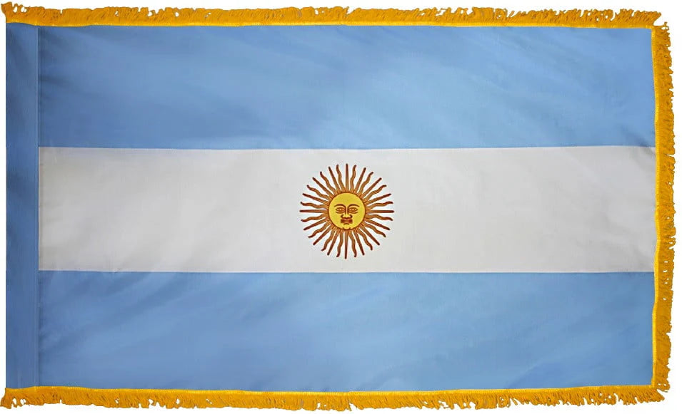 Argentina Flag with Fringe - For Indoor Use