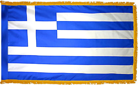Greece Flag with Fringe - For Indoor Use