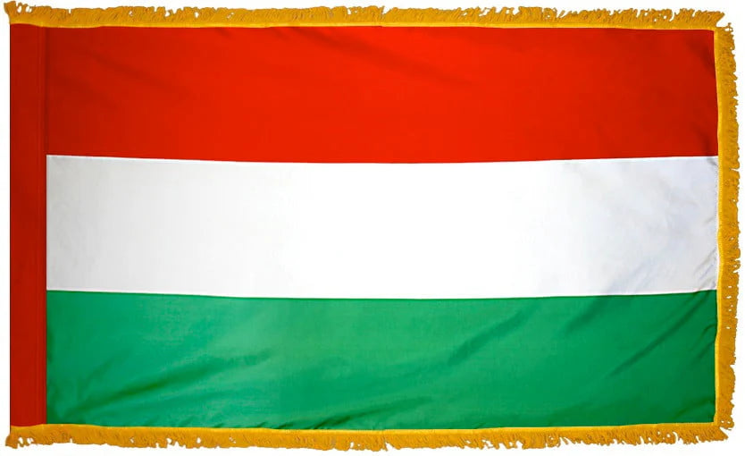 Hungary Flag with Fringe - For Indoor Use