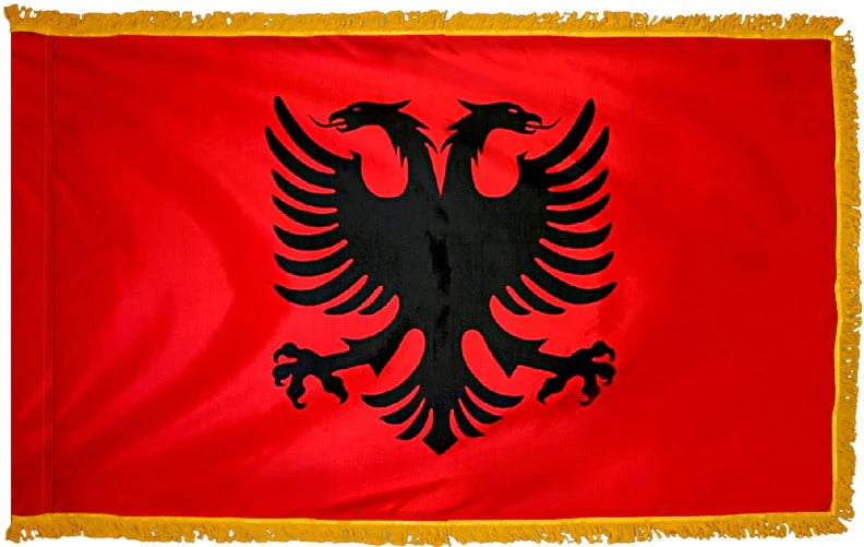 Albania Flag with Fringe - For Indoor Use