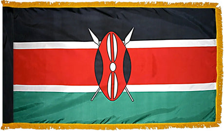 Kenya Flag with Fringe - For Indoor Use