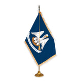 Louisiana adjustable indoor flag set with gold fringe on metal stand