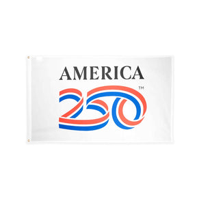 America250 white poly cotton flag with heading and grommets
