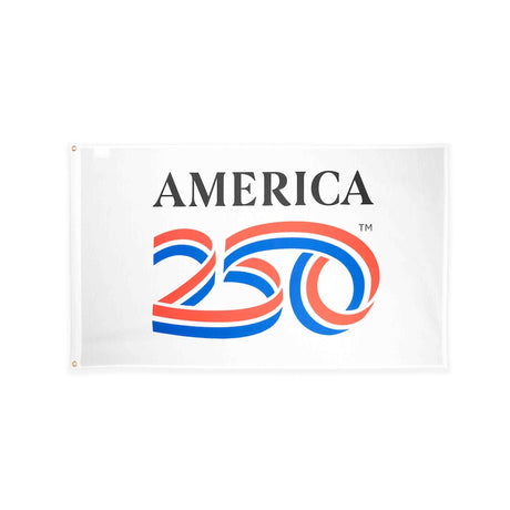 America250 white poly cotton flag with heading and grommets