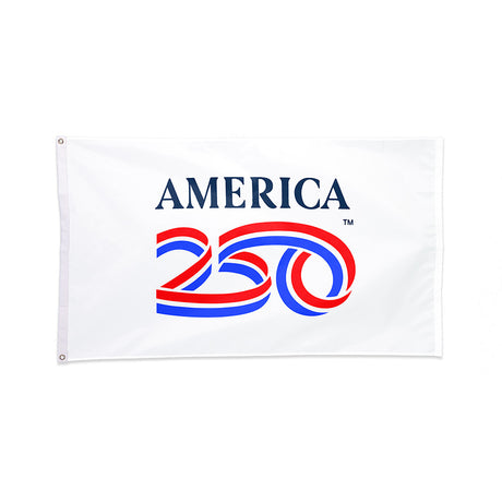Poly cotton white America250 flag with grommets