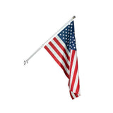 Silver American flag set with metal bracket